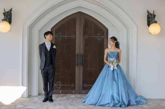 水色　カラードレス