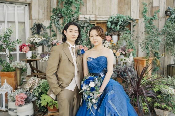 ブルー　カラードレス　結婚式